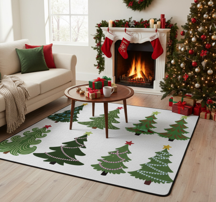 Christmas vinyl rug colorful christmas trees set - TenStickers