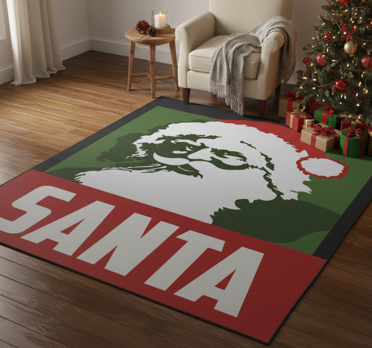Christmas vinyl rug featuring realistic santa claus - TenStickers