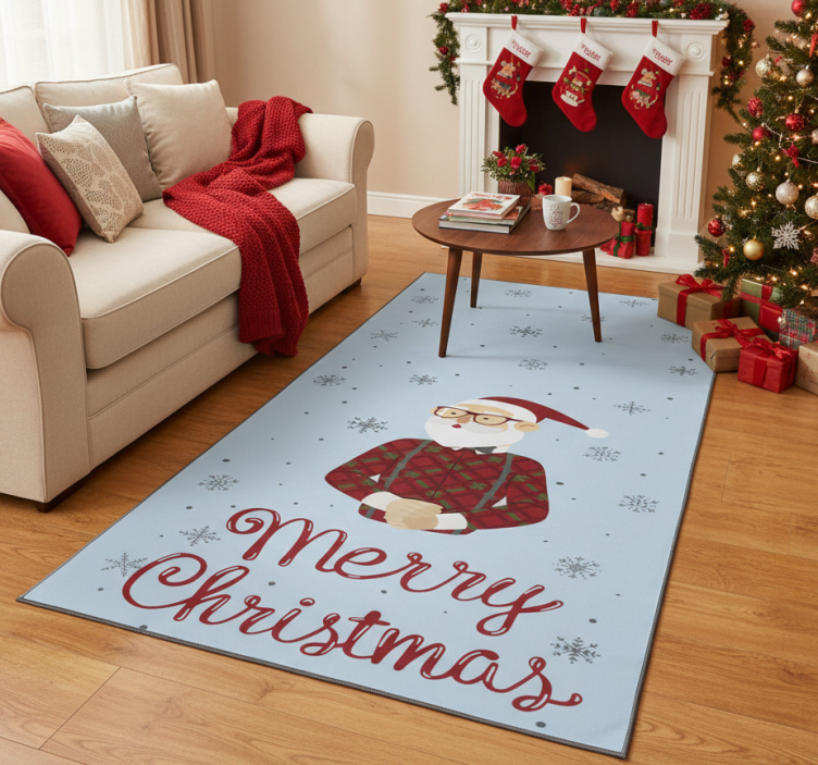 Christmas vinyl rug happy hipster christmas - TenStickers