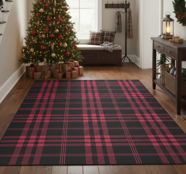 Christmas vinyl rug in christmas tartan pattern - TenStickers
