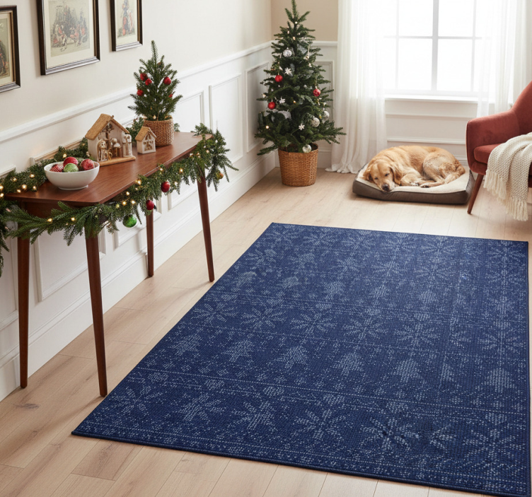 Christmas vinyl rug in navy blue knitted pattern - TenStickers