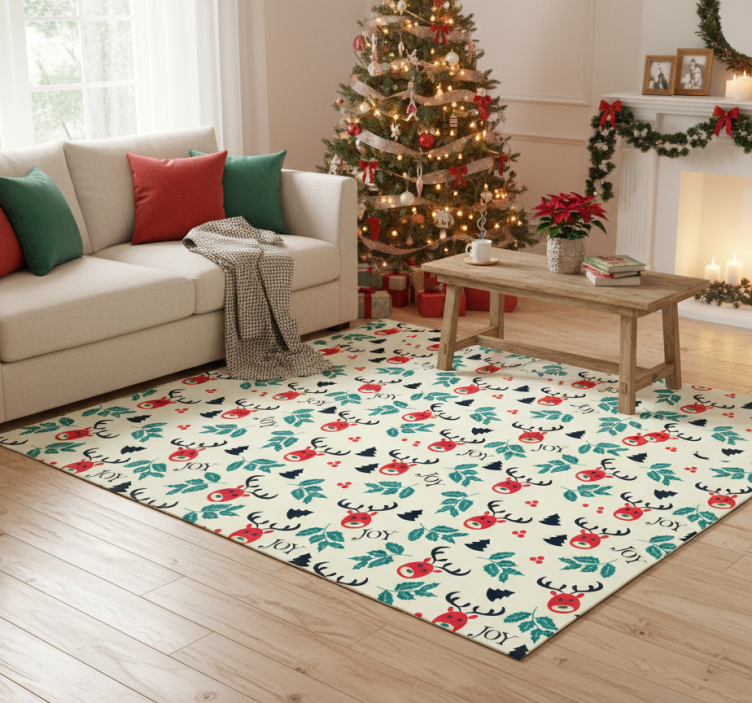 Christmas vinyl rug joy and reindeer laptop - TenStickers
