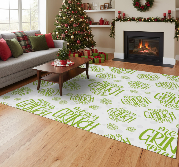 Christmas vinyl rug merry grinchmas design - TenStickers