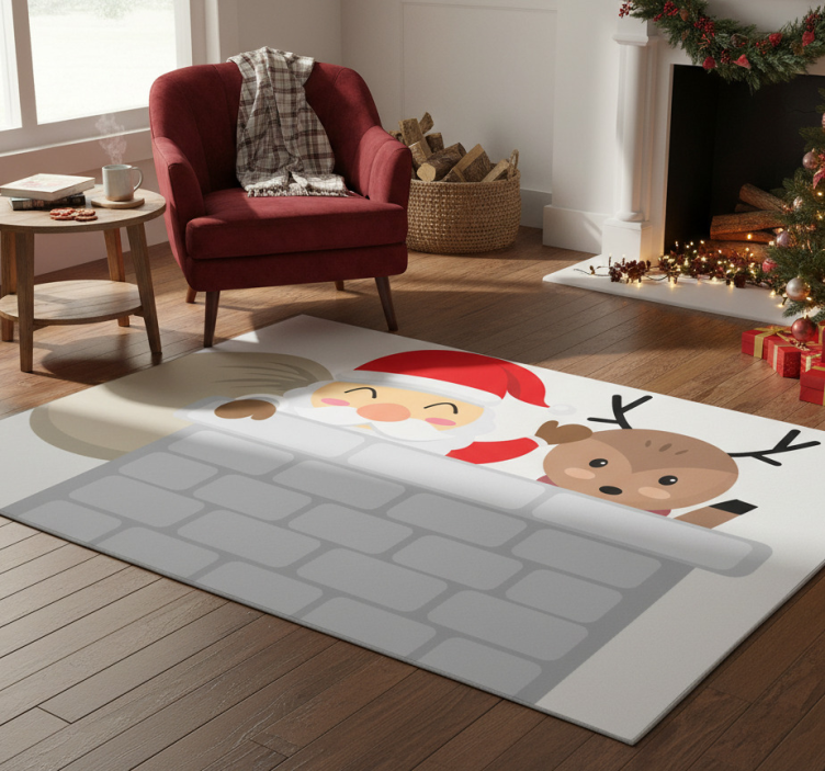 Christmas vinyl rug santa and reindeer design - TenStickers