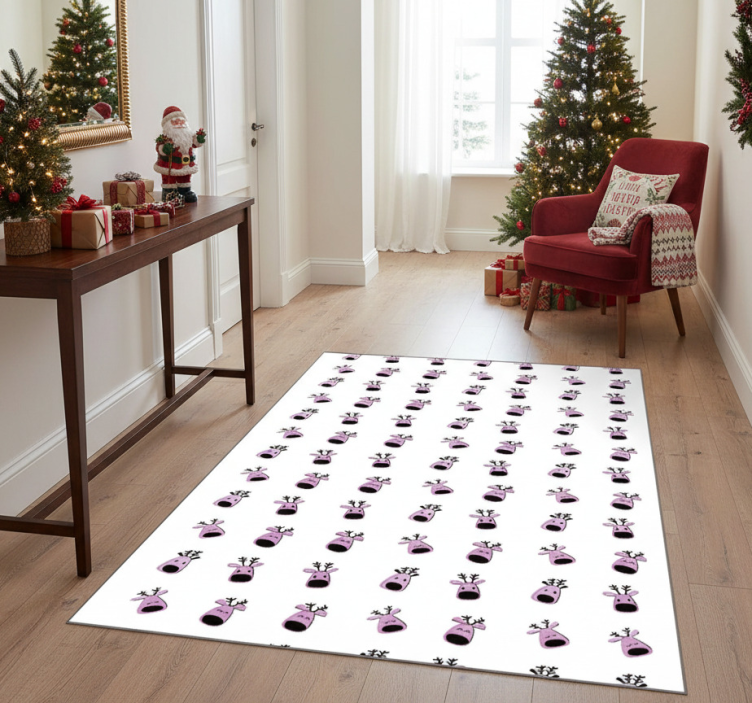 Christmas vinyl rug pink deer christmas design - TenStickers