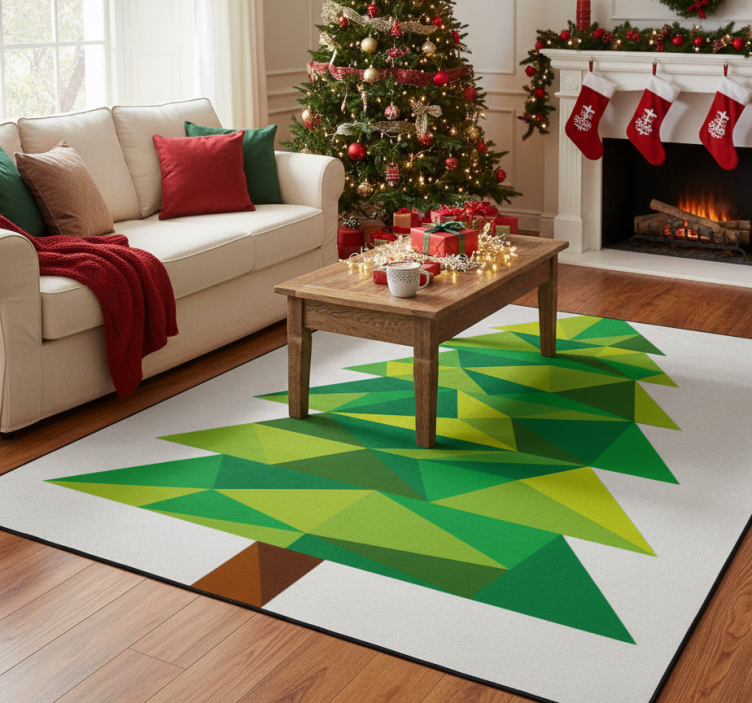 Christmas vinyl rug polygonal pine - TenStickers