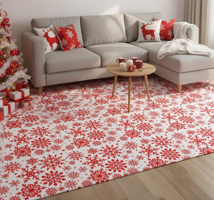 Christmas vinyl rug red snowflakes laptop - TenStickers