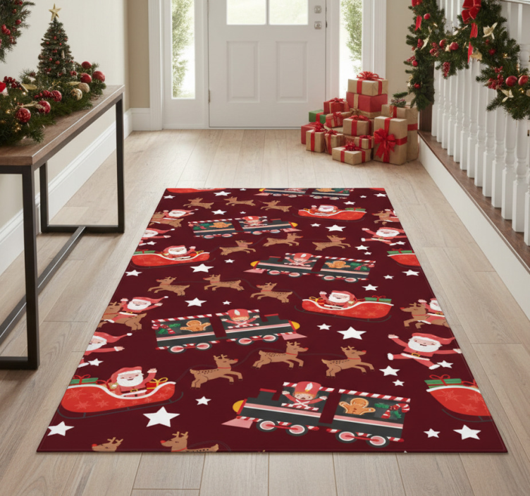 Christmas vinyl rug santa claus sleigh design - TenStickers