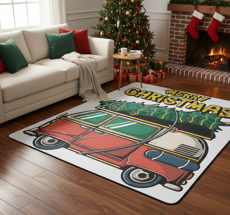 Christmas vinyl rug santa's sleigh - TenStickers