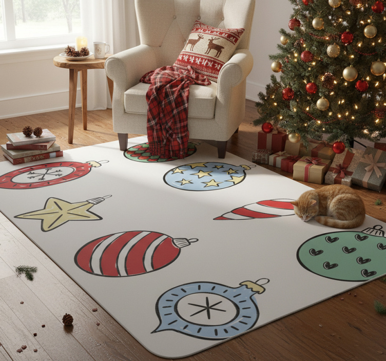Christmas vinyl rug set of vintage christmas ornaments - TenStickers