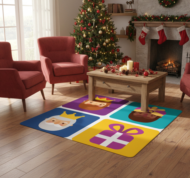 Christmas vinyl rug three kings set - TenStickers