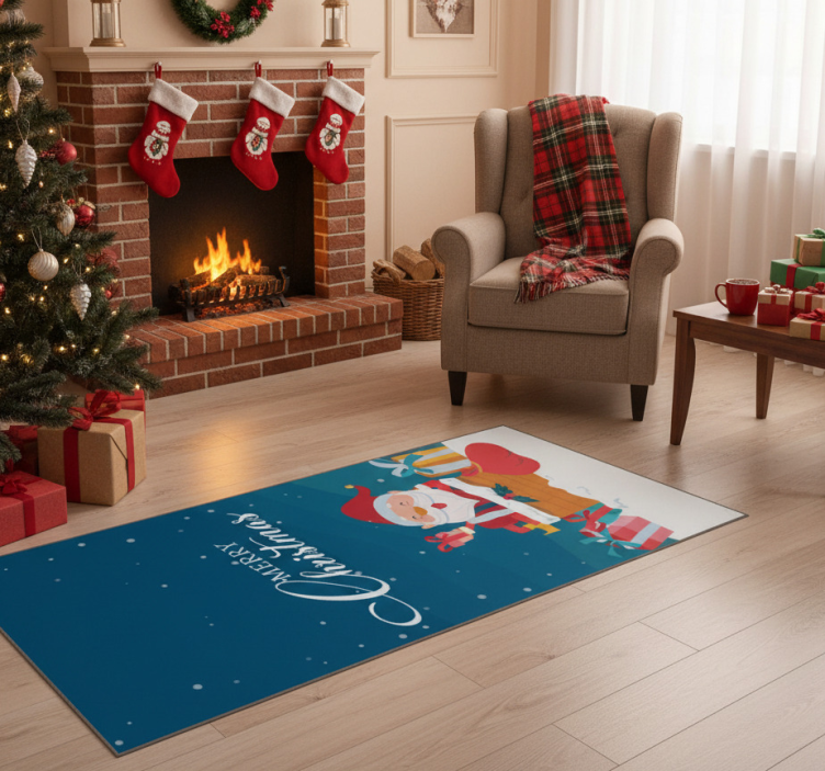 Christmas vinyl rug we enjoy a merry christmas - TenStickers