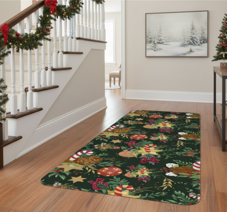 Christmas vinyl rug with branches christmas decor - TenStickers
