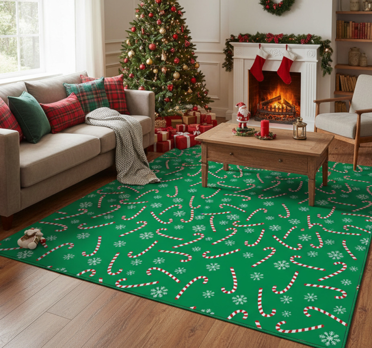 Christmas vinyl rug with candy cane design - TenStickers