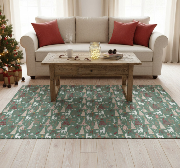 Christmas vinyl rug with christmas forest design - TenStickers
