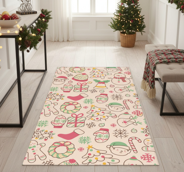 Christmas vinyl rug with christmas lights design - TenStickers