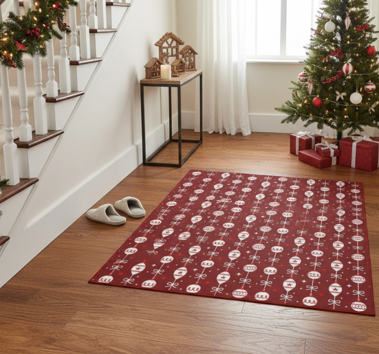 Christmas vinyl rug with christmas ornaments - TenStickers