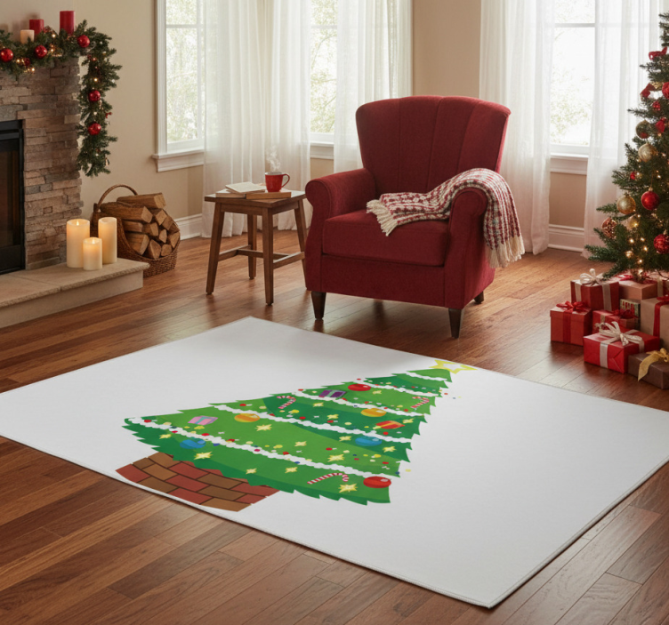 Christmas vinyl rug with christmas tree design - TenStickers
