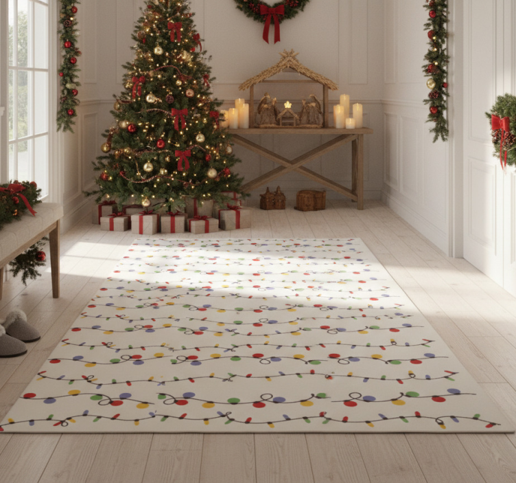 Christmas vinyl rug with colorful christmas lights - TenStickers