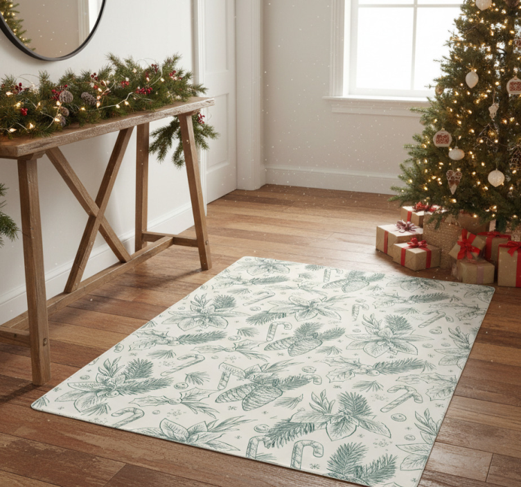Christmas vinyl rug with hand-drawn gift pattern - TenStickers