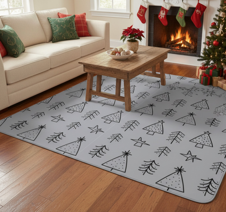 Christmas vinyl rug with patterned christmas trees - TenStickers