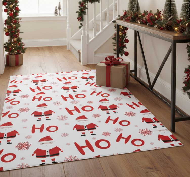 Christmas vinyl rug with santa claus and hohoho design - TenStickers