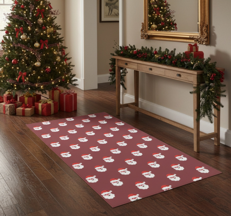 Christmas vinyl rug with santa claus red pattern - TenStickers