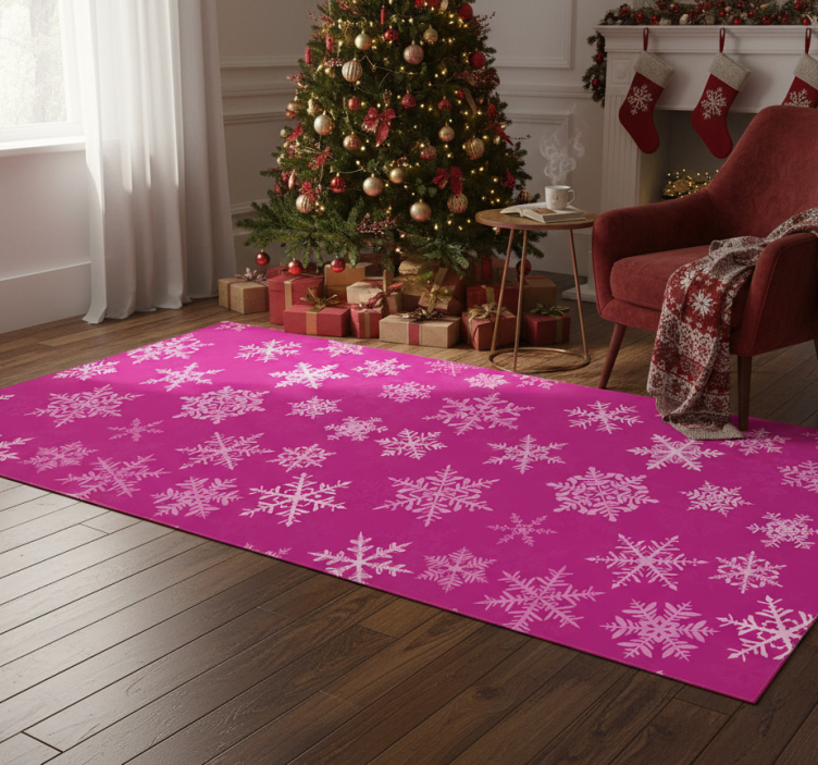 Christmas vinyl rug with snowflake pattern overlay - TenStickers