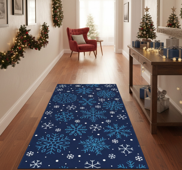Christmas vinyl rug with snowflakes - TenStickers