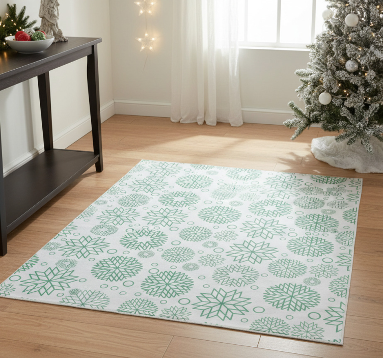 Christmas vinyl rug with three green snowflake shapes - TenStickers