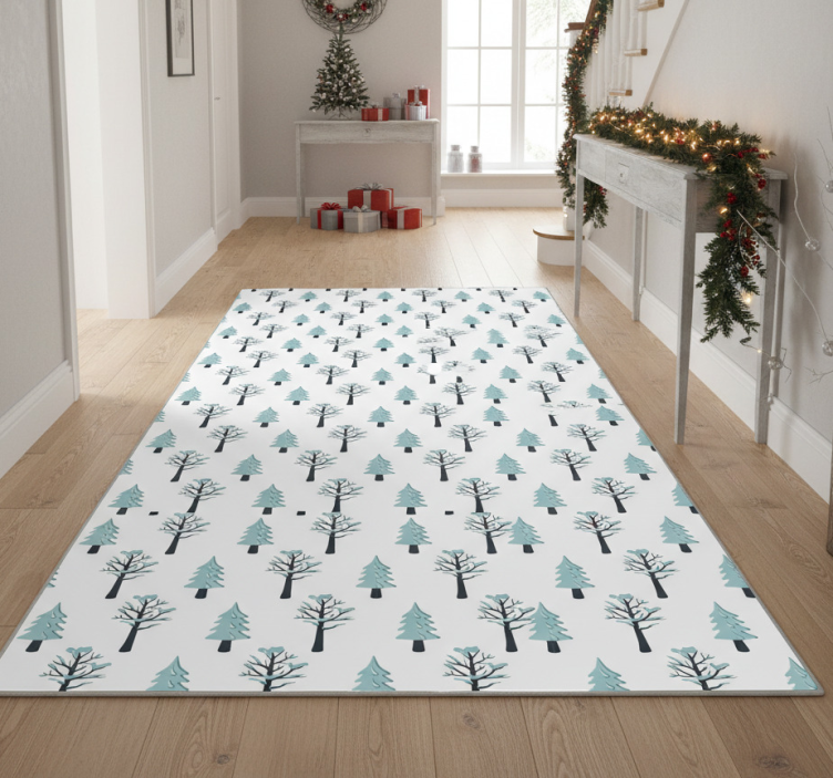 Christmas vinyl rug with tree in the snow design - TenStickers