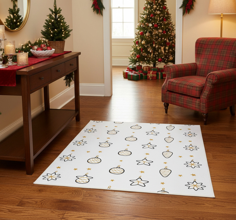 Christmas vinyl rug with white geometric stars pattern - TenStickers