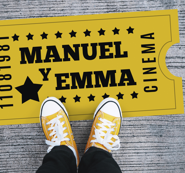 Cinema ticket for couple custom vinyl rug - TenStickers