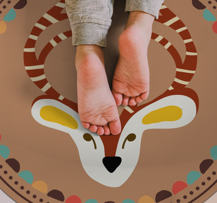 Circular Deer Motif kids vinyl rug - TenStickers