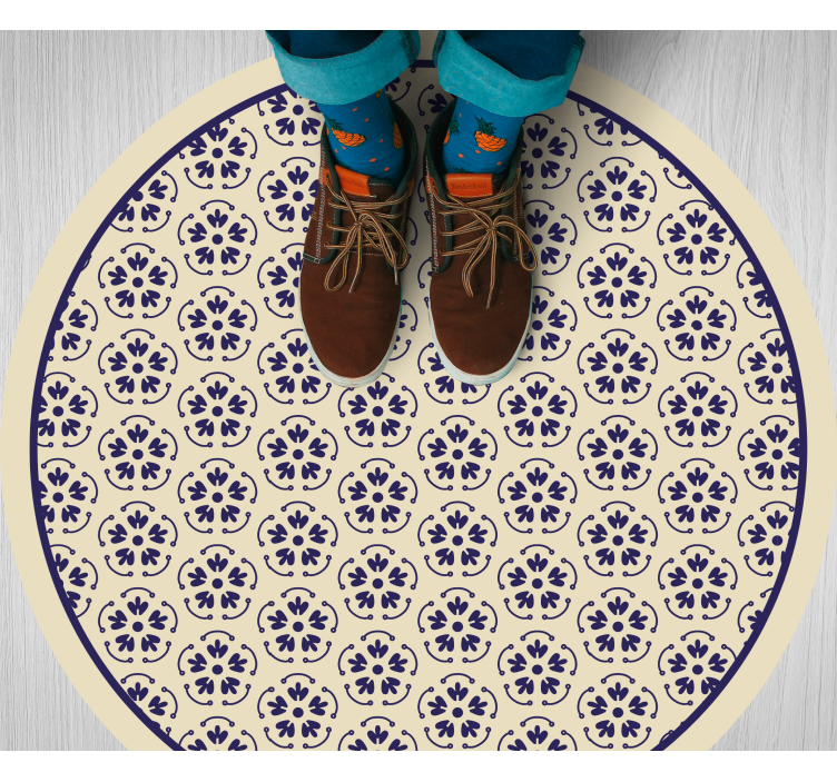 Circular mosaic pattern floral vinyl rug - TenStickers