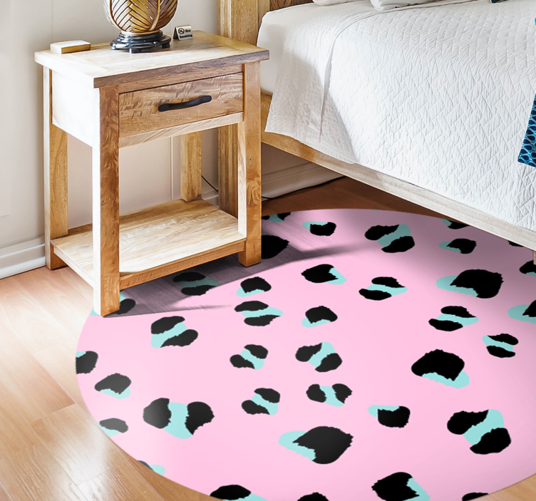 Circular pink leopard animal print vinyl rug - TenStickers