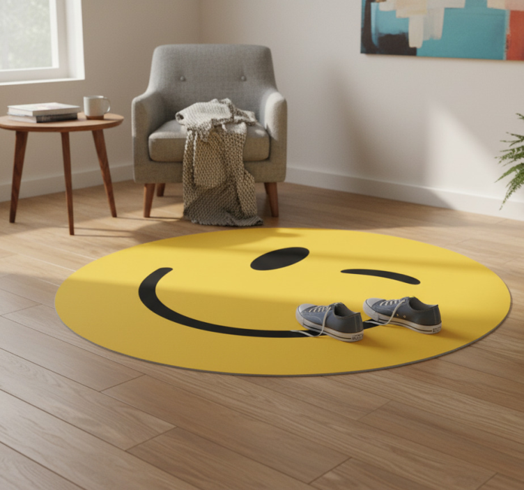 Circular vinyl rug with a playful wink  - TenStickers
