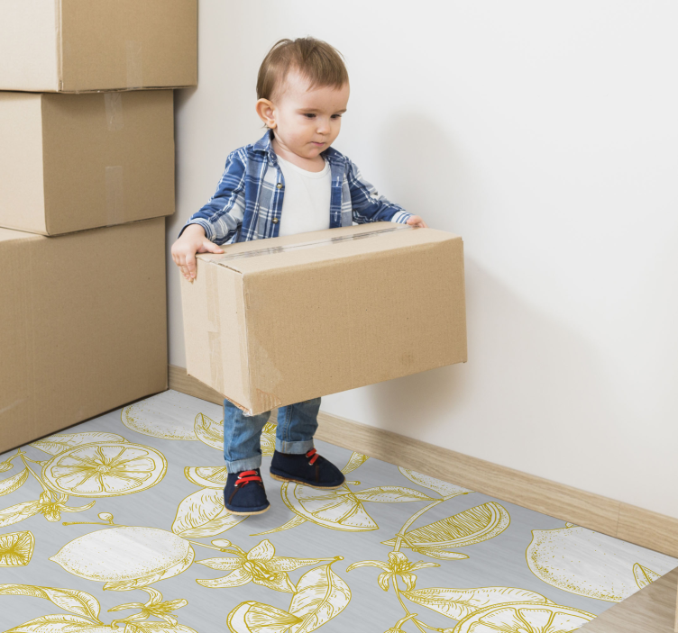 Citrus Botanical Pattern floral vinyl rug - TenStickers