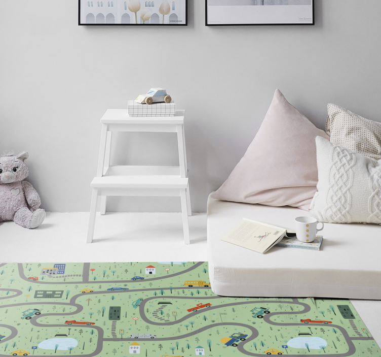 City Traffic Map road kids vinyl rug - TenStickers