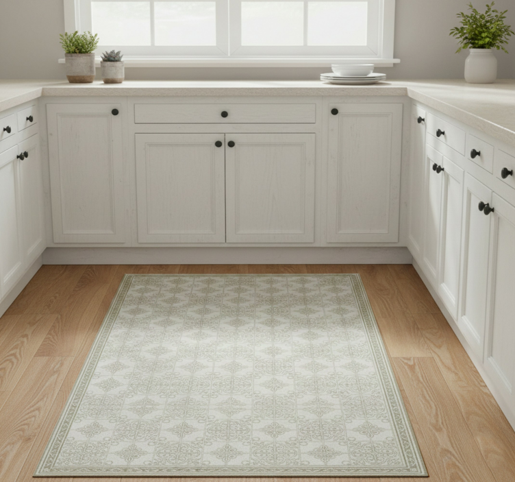 Classic vanilla kitchen vinyl rug - TenStickers