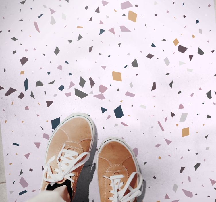 Classical pink terrazzo texture kitchen vinyl rug - TenStickers