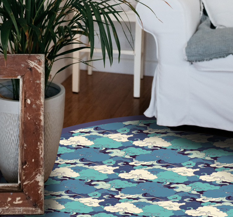 Cloud Patterned Decor floral vinyl rug - TenStickers