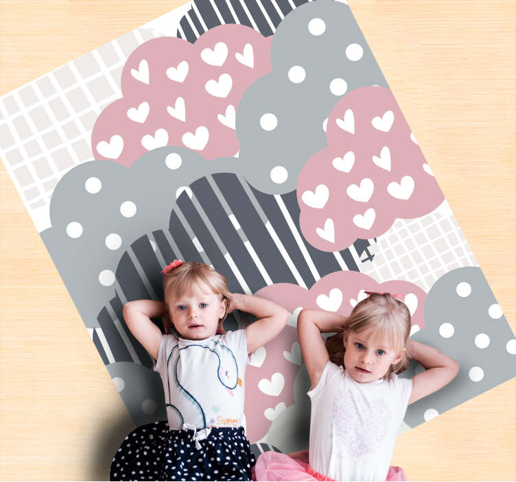 Cloudy Hearts Pattern playroom carpet - TenStickers