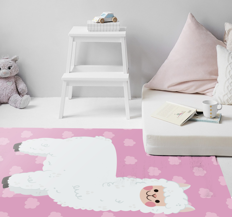 Cloudy Llama Illustration nursery vinyl rug - TenStickers