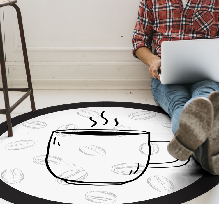 Coffee Cup Illustration kitchen vinyl rug - TenStickers