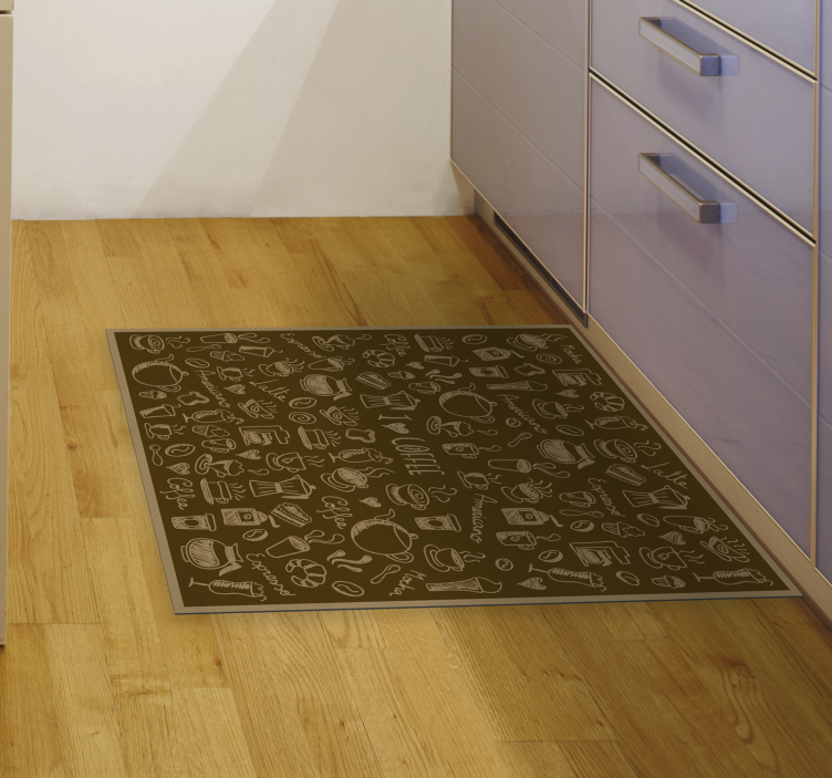 Coffee Doodle Collection kitchen vinyl rug - TenStickers