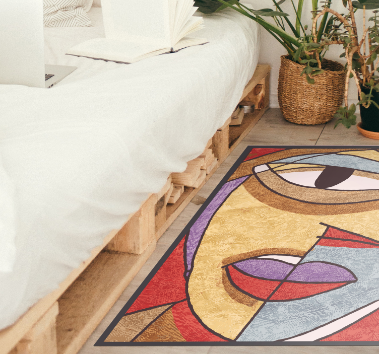 Colorful Abstract Portrait modern vinyl rug - TenStickers
