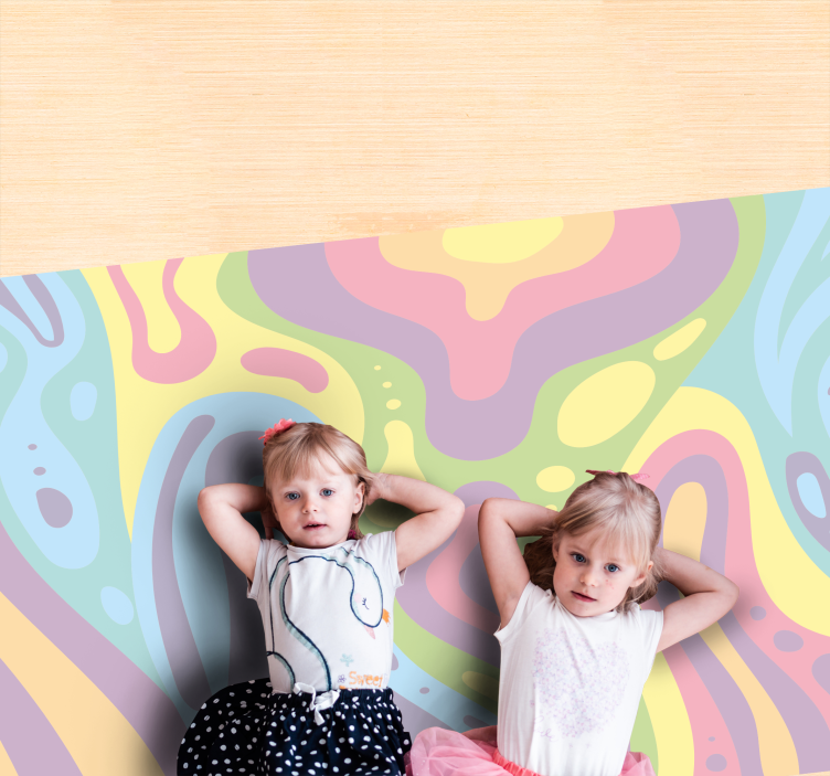 Colorful Abstract Waves kids vinyl rug - TenStickers