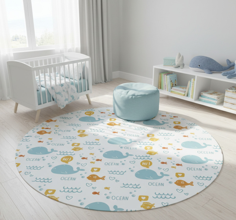 Colorful and cheerful ocean animal vinyl rug - TenStickers