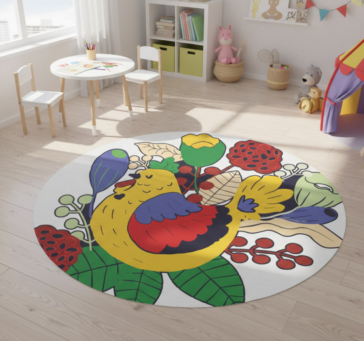 Colorful bird floral animal vinyl rug - TenStickers